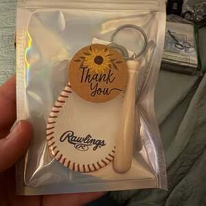Mini Baseball and Bat Keychain Set